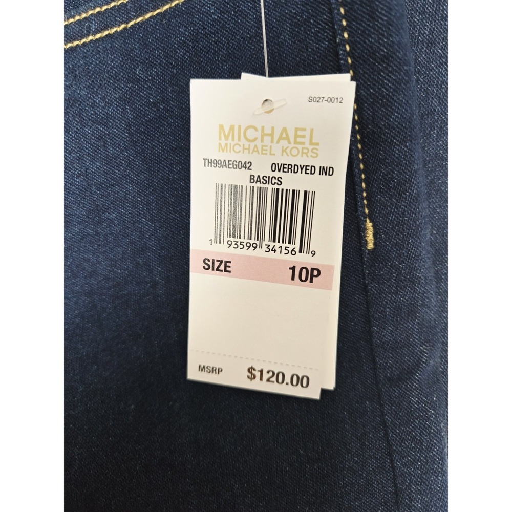 Michael Kors Jeans Womens 10P Blue Dark Wash Izzy Straight Stretch Denim petite - Picture 2 of 5